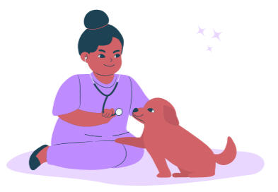 Veterinary technician with a puppy happy because her clinic has digital forms with vetforms