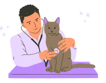 Veterinarian with cute cat happy because his hospital has digital client intake forms with vetforms